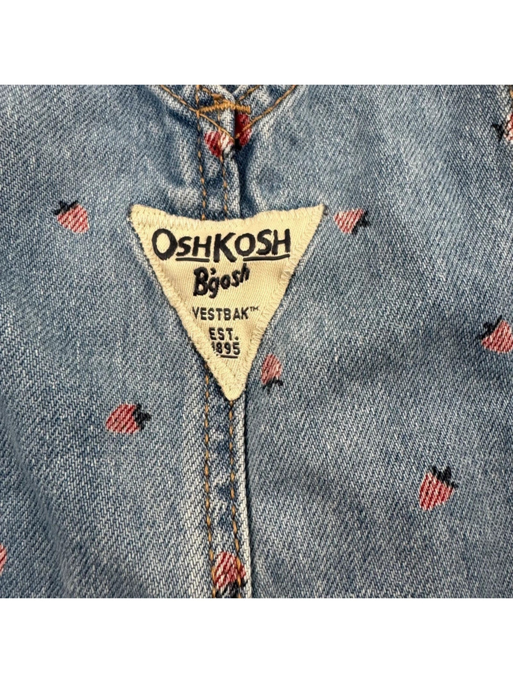 OshKosh B’gosh 18 Months Girls Strawberry Denim Shortalls Cottagecore